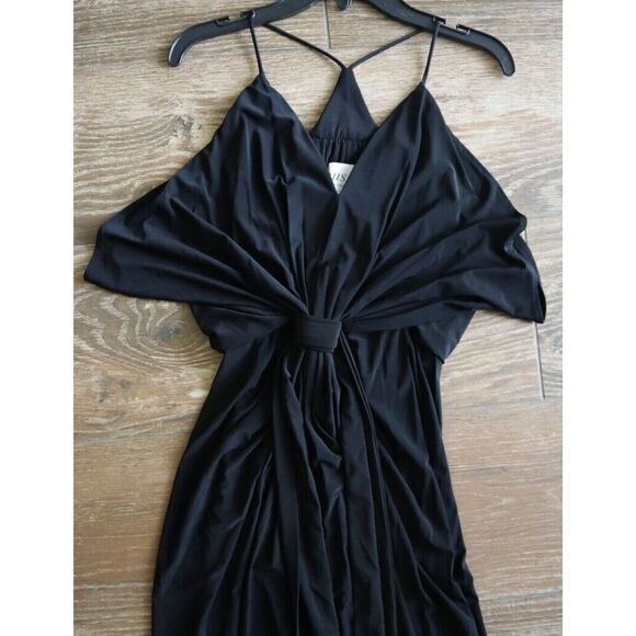 MISA Los Angeles Women's Sz Small Black Domino Tie Front Maxi Dress - Picture 4 of 8